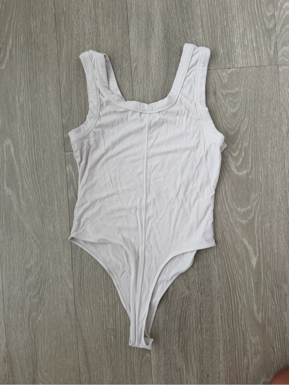 Cream Ribbed Tank One-Piece Bodysuit - Picture 2 of 3